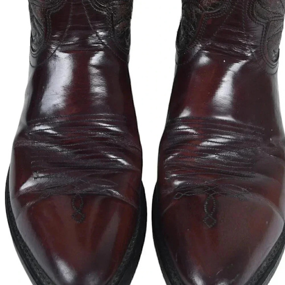 Laredo Dark Cherry Red Leather  Cowboy Boots Western Size 7.5 D - Picture 10 of 16
